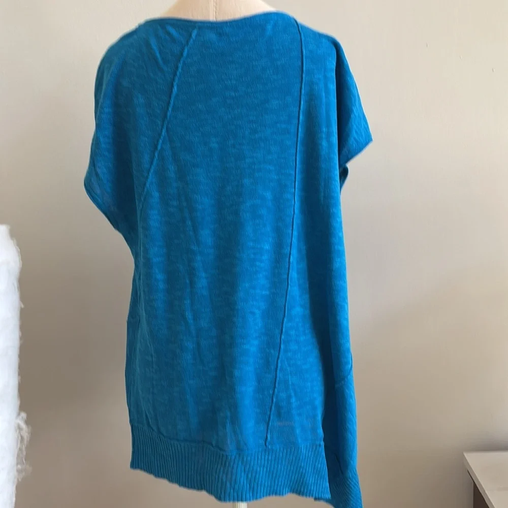 Eileen Fisher Organic Linen and Cotton Asymmetric Hem Sweater Top Tunic - Picture 4 of 5